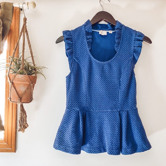 Anthropologie Tops - Anthropologie Postmark Blue Peplum Tank